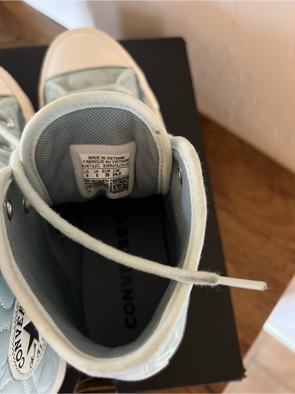 Converse Quilted High Top Sneakers — Light Mint Blue - Picture 5 of 6